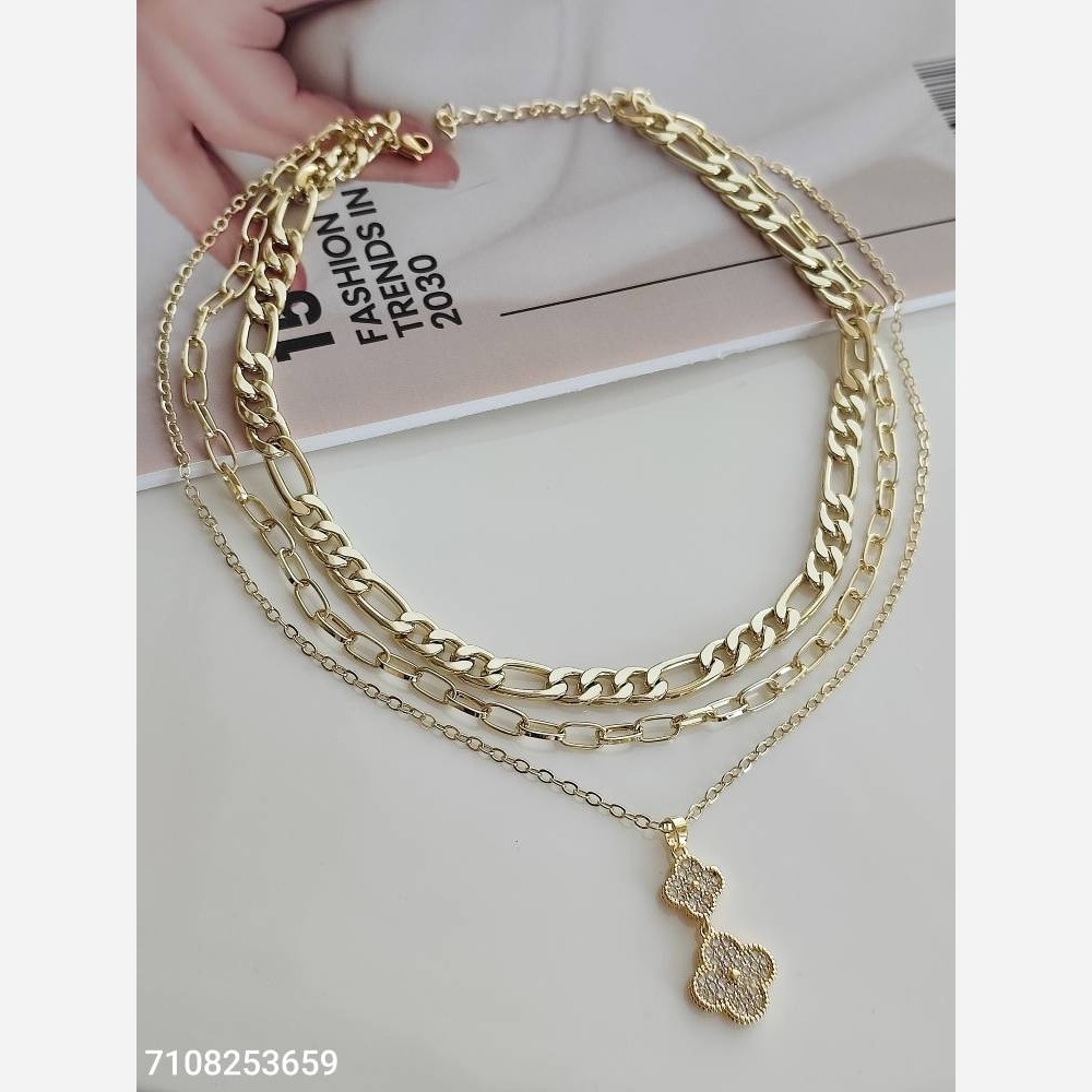 گردنبند سه لاین ونکلیف نگین دار 7108253659