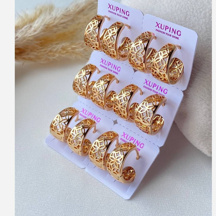 گوشواره ژوپینگ رنگ ثابت شبیه به طلا آبکاری شده