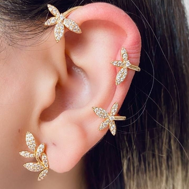 گوشواره بلوتوثی رنگ ثابت شیک طرح طلا
