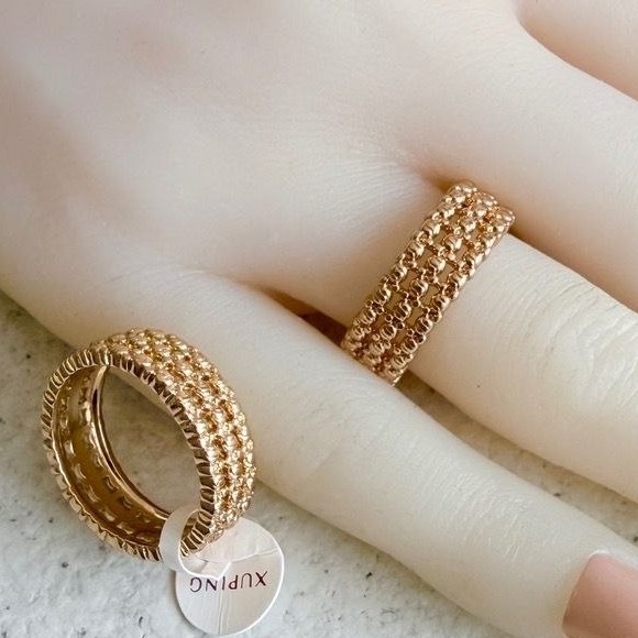 انگشتر زنانه ژوپینگ رنگ ثابت طرح طلای واقعی
