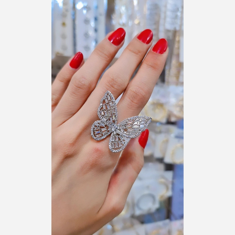 انگشتر پروانه ای رنگ ثابت شیک