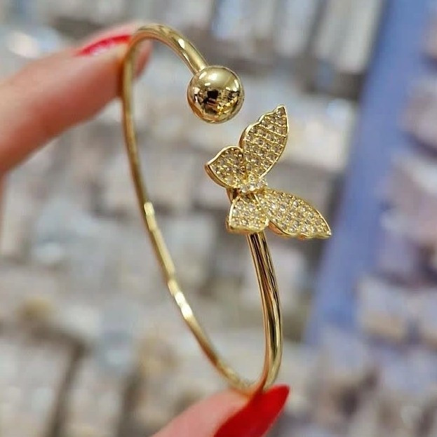 بنگل زنانه طرح ونکلیف طرح طلا رنگ ثابت یک عددی