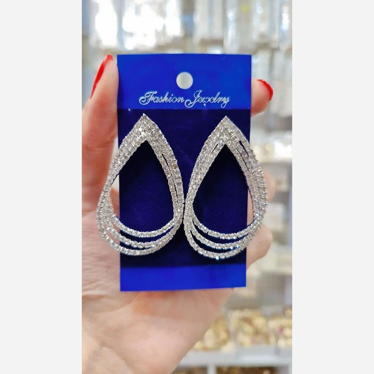 گوشواره طرح جواهری نگینی رنگ ثابت