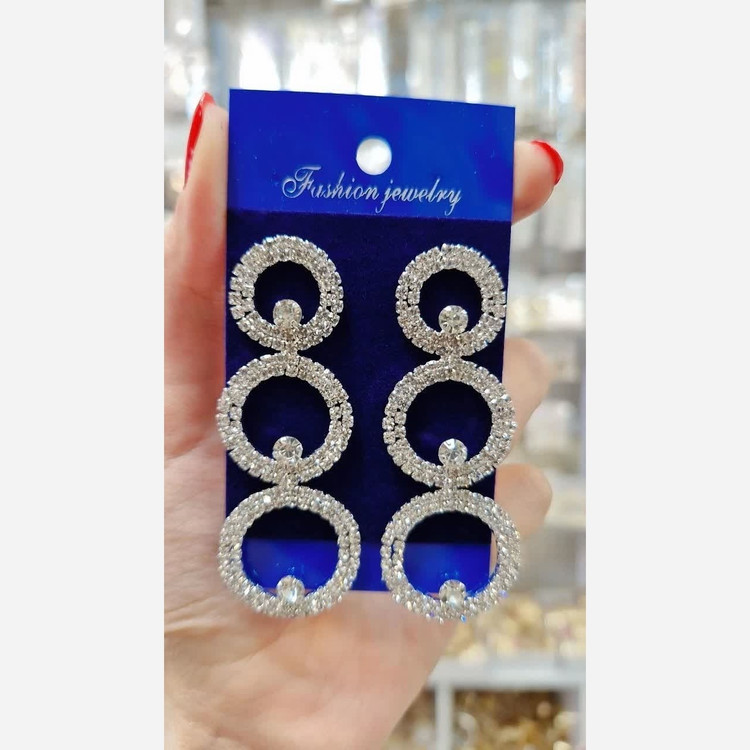 گوشواره طرح جواهری نگینی رنگ ثابت