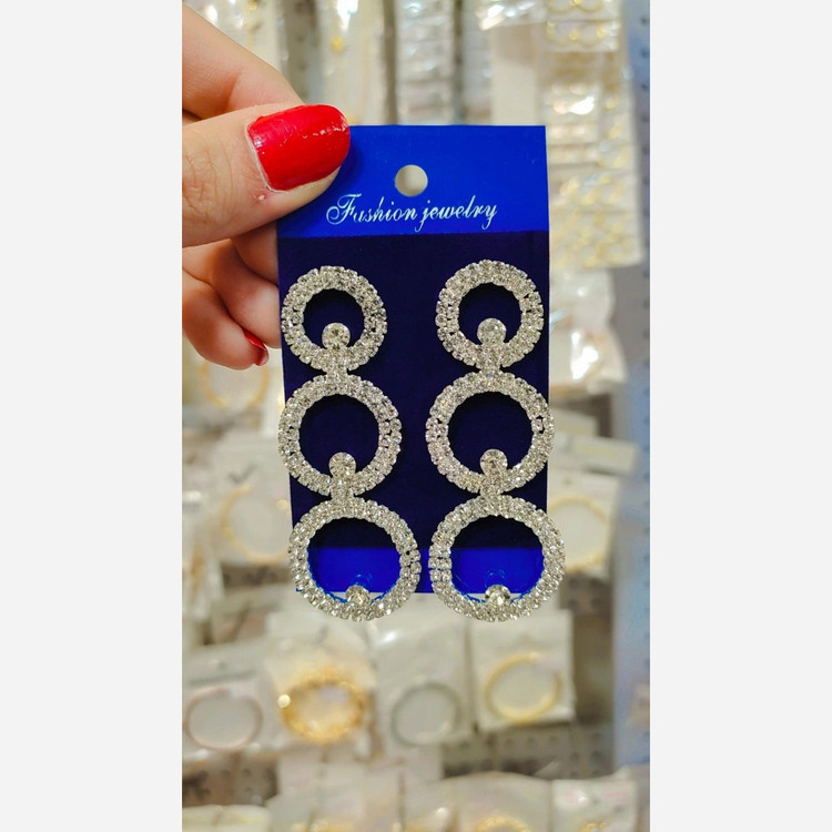 گوشواره طرح جواهری نگینی رنگ ثابت