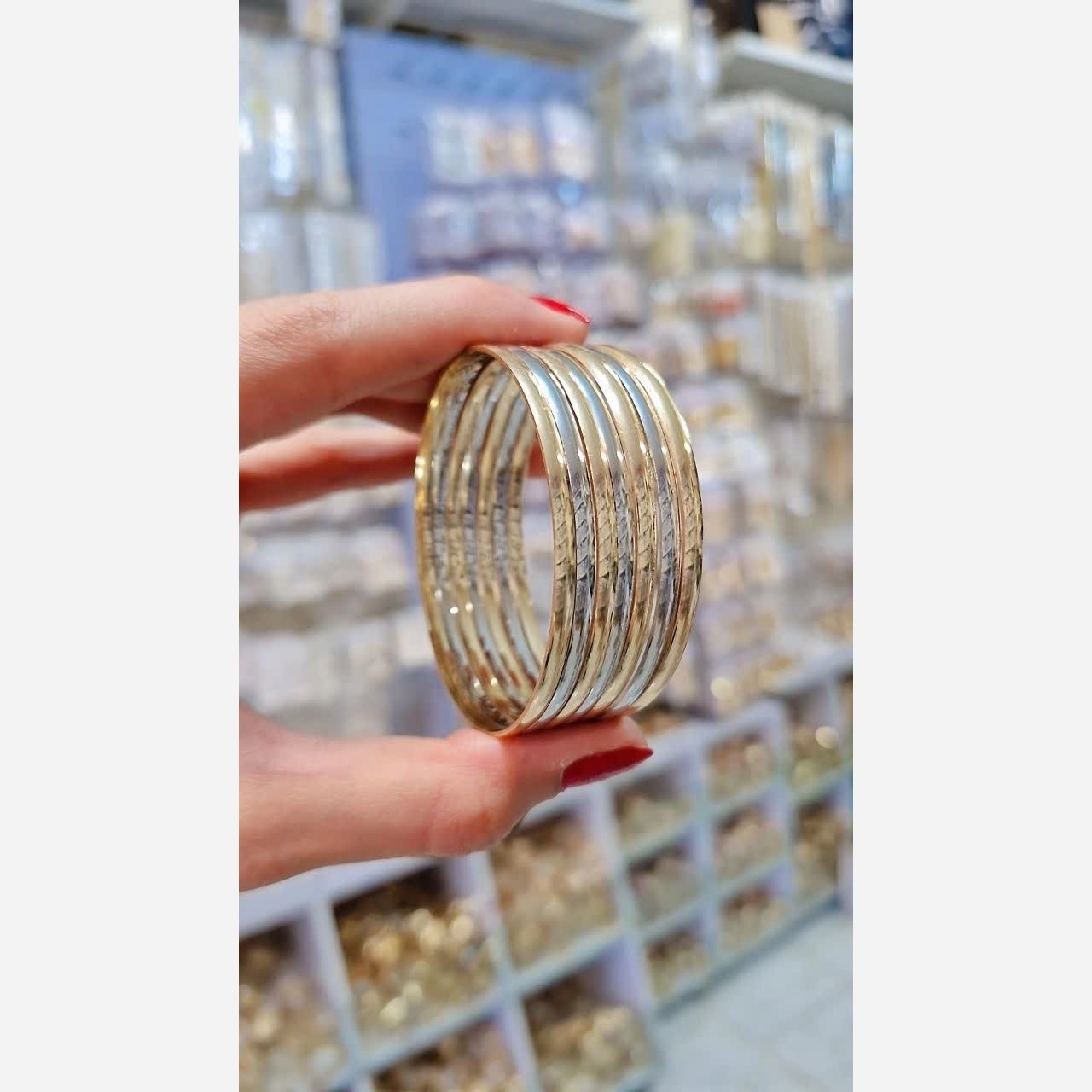 النگو آینه ای دو رنگ زنانه رنگ ثابت شش عددی