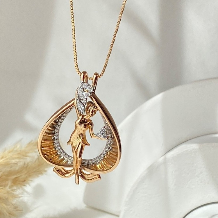 پلاک ژوپینگ زنانه طرح فرشته رنگ ثابت