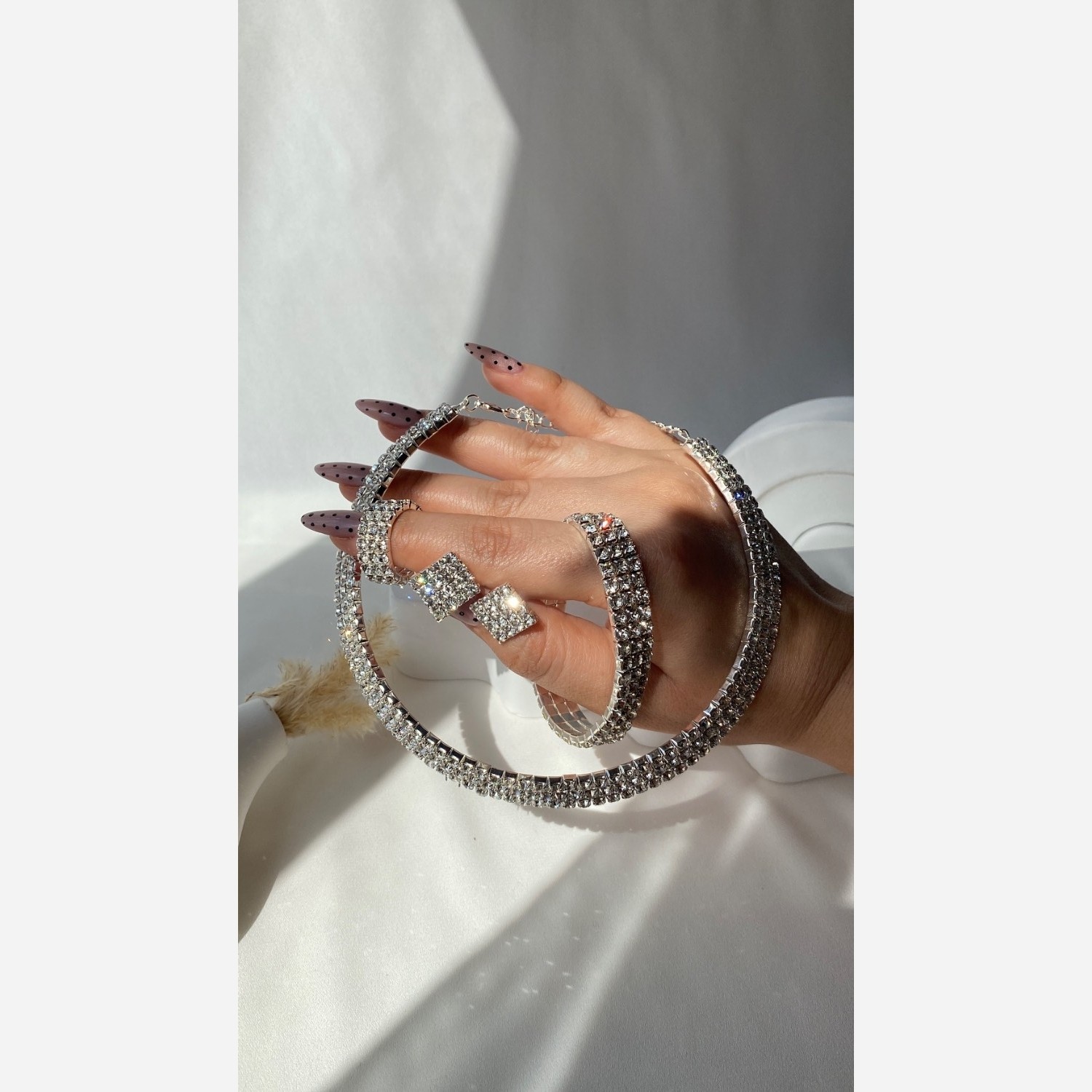 سرویس جواهری گردنبند دار زنانه نگین دار