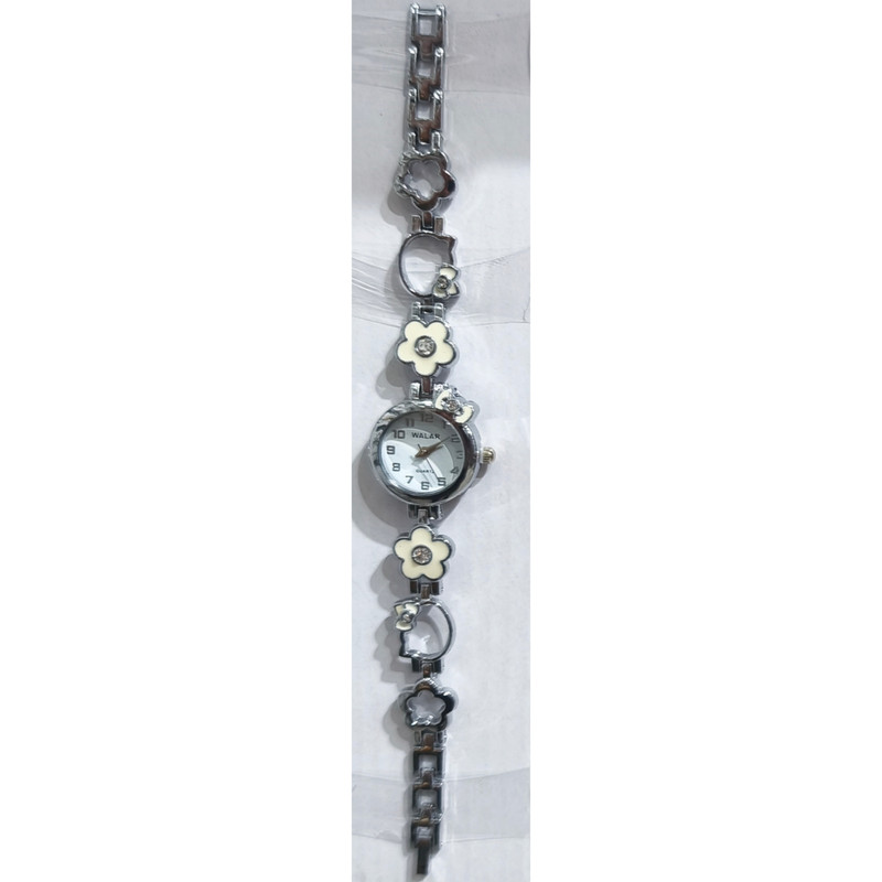 ساعت مچی عقربهای کوارتز دخترانه والار مدل لوکس مینیمال بند دستبندی طرح کیتی و گل کد W002