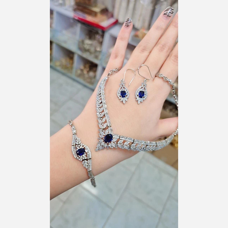 سرویس جواهری روکش نقره خارجی رنگ ثابت ضد حساسیت