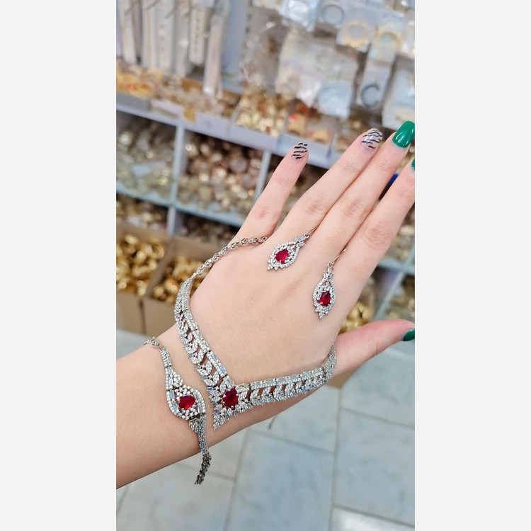 سرویس جواهری روکش نقره خارجی رنگ ثابت ضد حساسیت