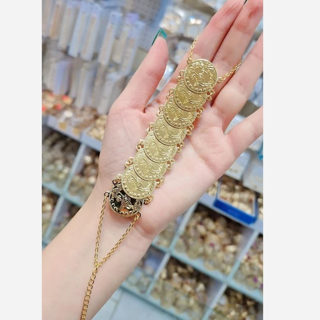 دستبند سکه ای رنگ ثابت پر طرفدار طرح طلا