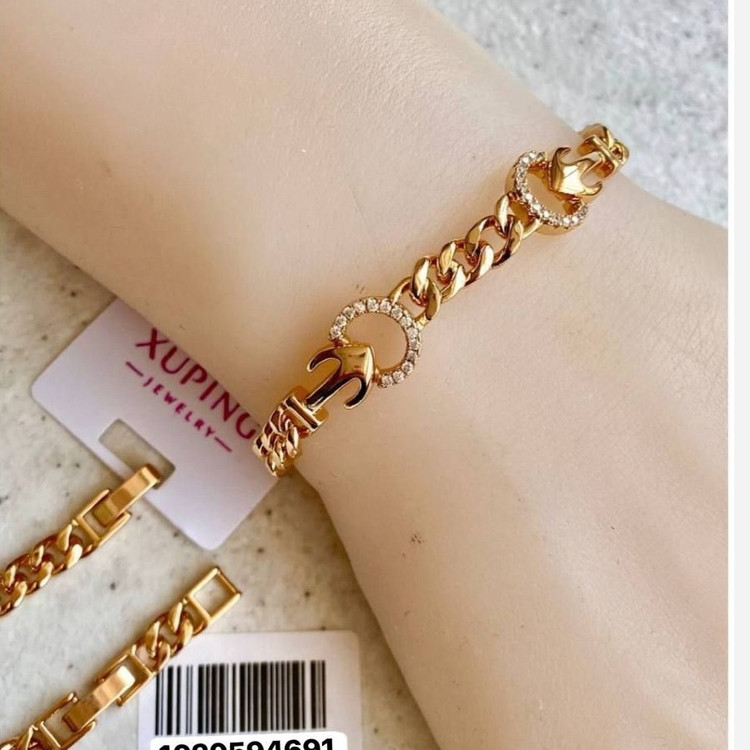 دستبند ژوپینگ زنانه طرح جدید مشابه به طلا