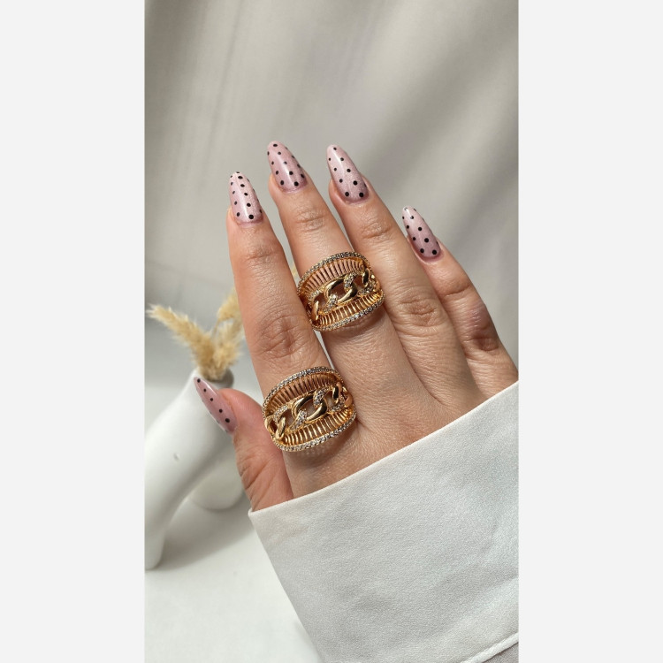 انگشتر ژوپینگ رنگ ثابت زنانه طرح مشابه طلا جدید