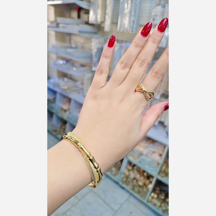 ست انگشتر و دستبند زنانه رنگ ثابت ضد الرژی پوستی