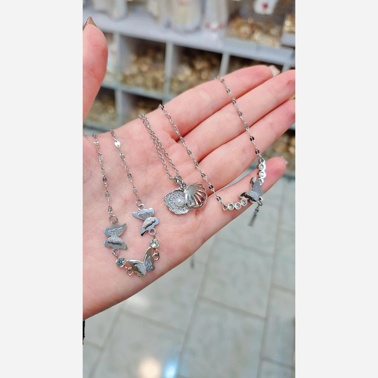 پلاک زنجیر زنانه استیل رنگ ثابت ضد حساسیت