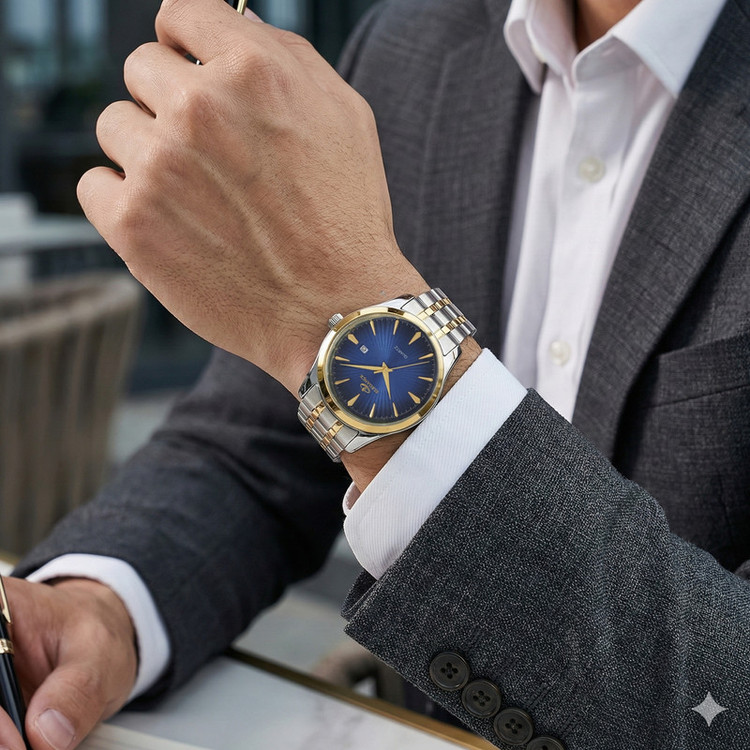 ست ساعت مچی عقربهای کوارتز زنانه و مردانه الگانس مدل لوکس کلاسیک دیت جاست قفل کلیپسی کد El002