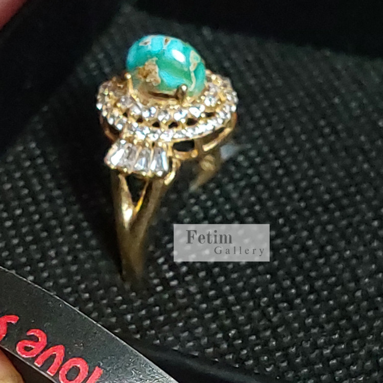 انگشتر فیروزه نیشابوری اصل رکاب طلاروس کد18