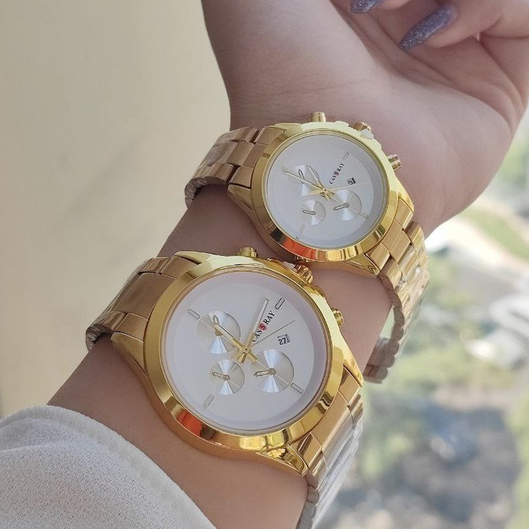 ساعت مردانه مارکCASSRAY سنگسن وزن تاریخدار طلایی