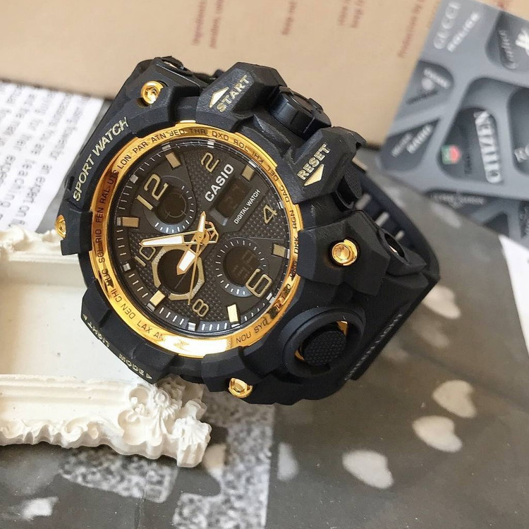 ساعت جیشاک دو زمانه های کپی حک مارک روی بدنه و قفل و بند مارکGshock کد L99270