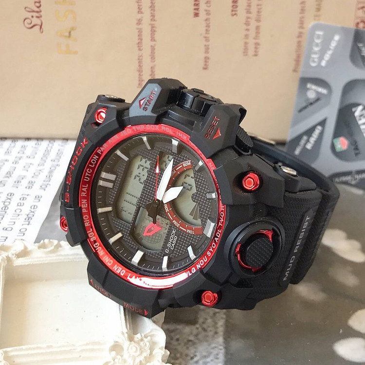 ساعت جیشاک دو زمانه های کپی حک مارک روی بدنه و قفل و بند مارکGshock کد L99270