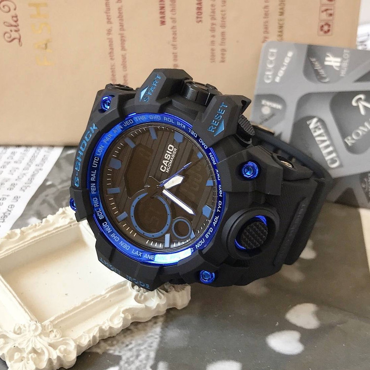 ساعت جیشاک دو زمانه های کپی حک مارک روی بدنه و قفل و بند مارکGshock کد L99270