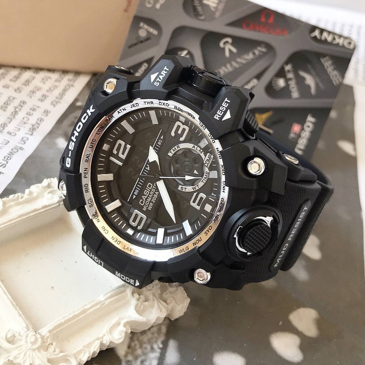 ساعت جیشاک دو زمانه های کپی حک مارک روی بدنه و قفل و بند مارکGshock کد L99270