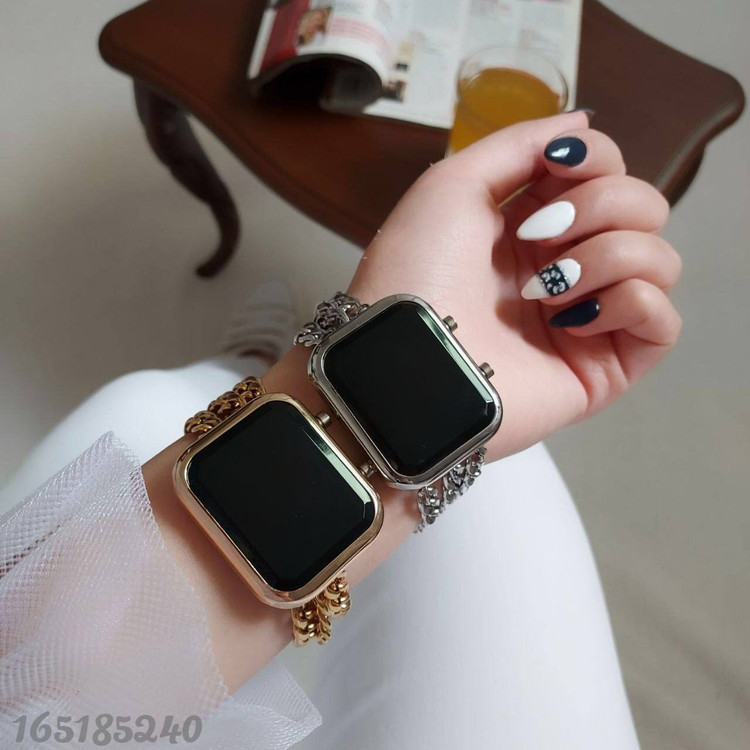 ساعت ال ای دی با بند کارتیر استیل صفحه بزرگ در سه طرح گرد و مستطیل و مربع کد 20966