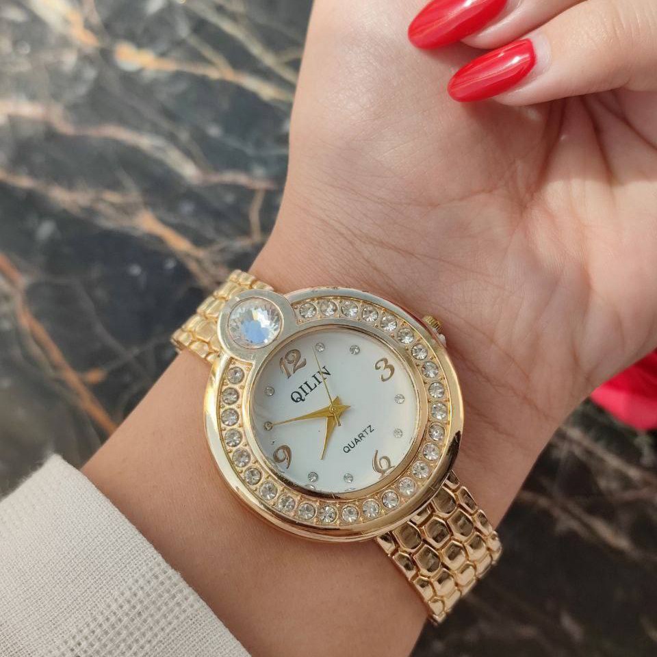 ساعت زنانه استیل مارک معروف QLIN رنگ ثابت و ضد حساسیت کد L175609