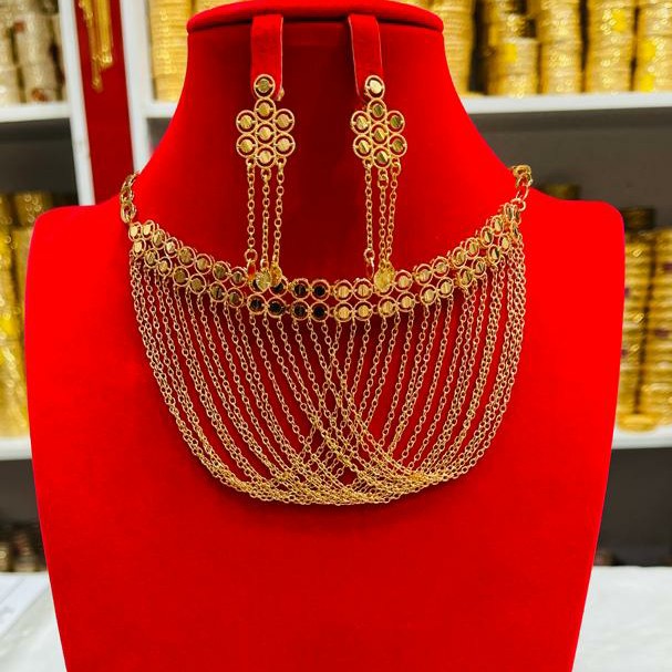 سرویس طرح طلا رنگ ثابت گردنبند سینه ریز