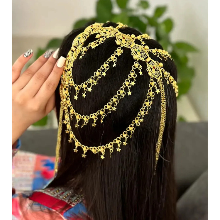سربند طرح طلا عربی ریسه مو کلاه عربی ریسه شینیون ریسه اماراتی ریسه عربی