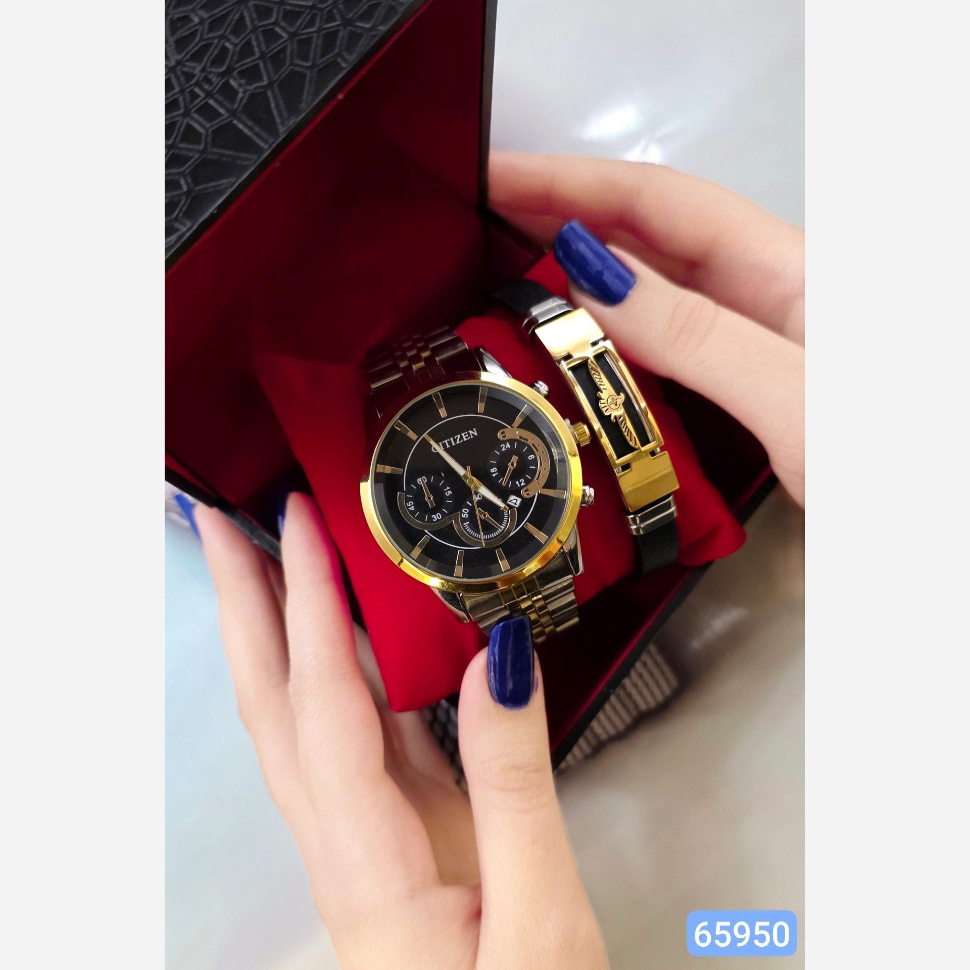 ست ساعت مچی مردانه و دستبند کد 95 ع