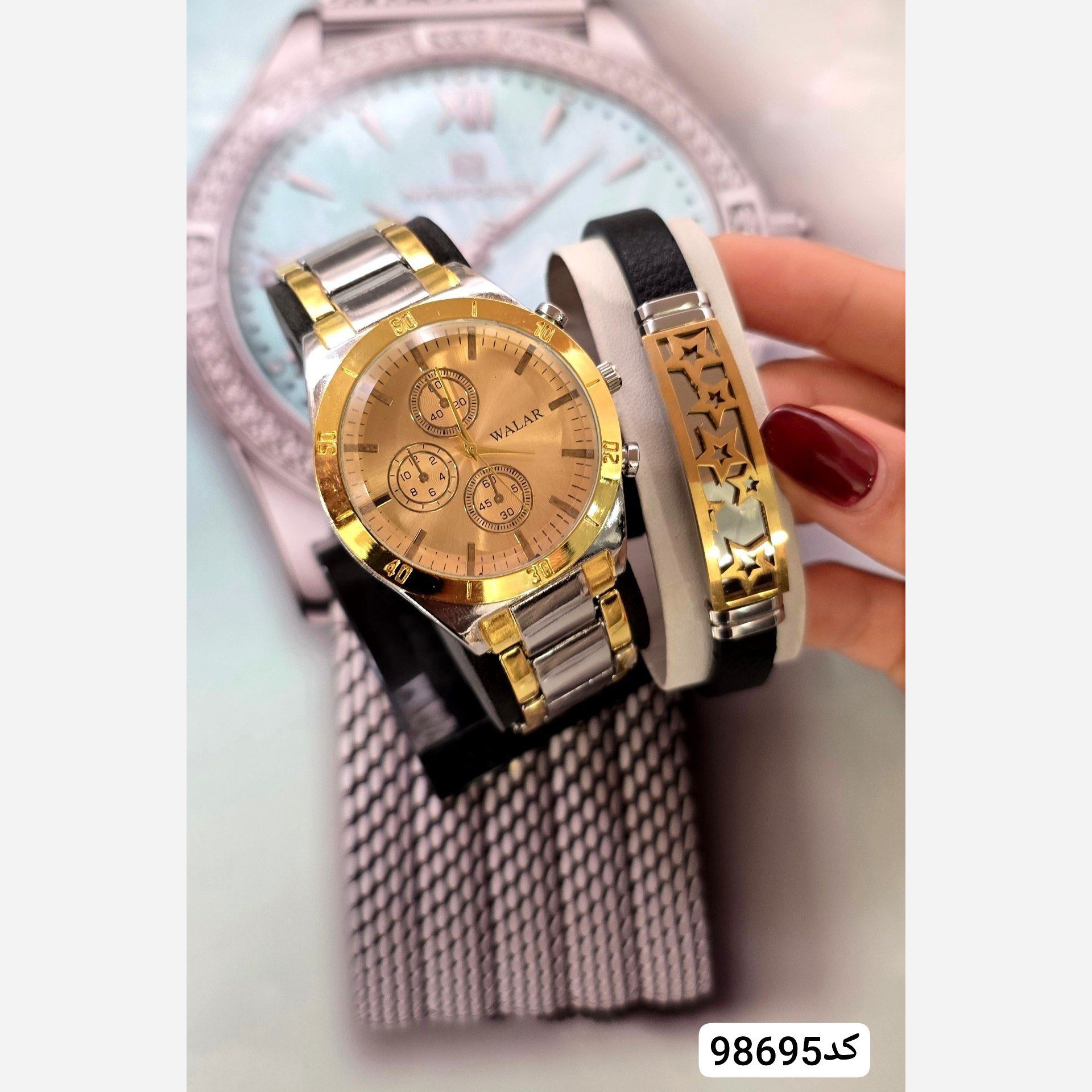 ست مردانه ساعت و دستبند کد 695