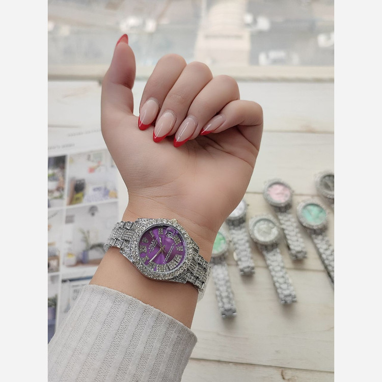 ساعت مچی دخترانه رولکس پر نگین کد 855 جدید
