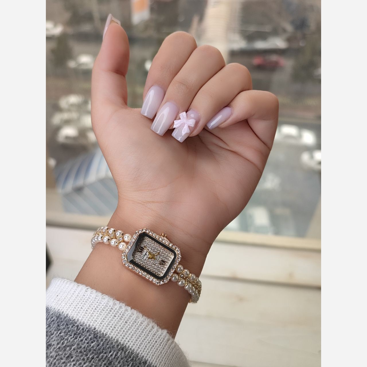 ساعت مچی دخترانه و زنانه مرواریدی کد55جدید