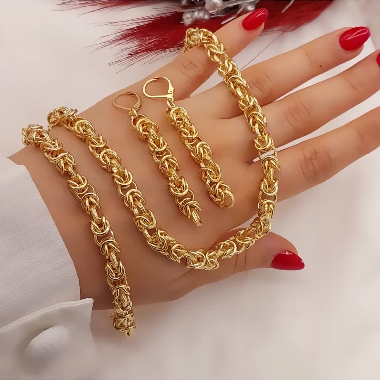 سرویس زنانه حلقه ای طرح طلا جدید شیک
