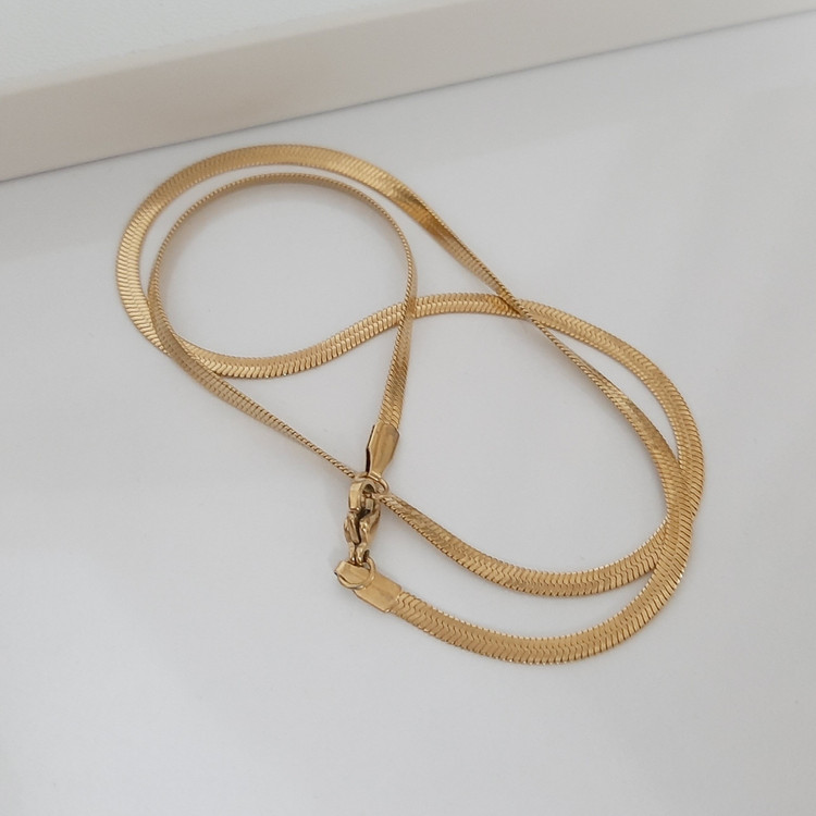 زنجیر ماری ترند استیل کاملا رنگ ثابت با آبکاری طلا ورق بزنید لطفا