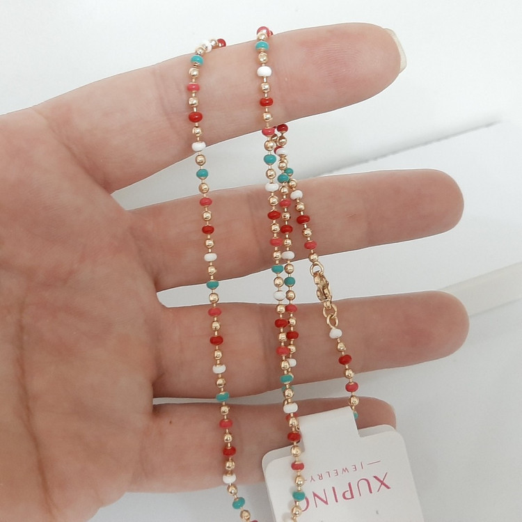 زنجیر ژوپینگ البرنادو کاملا رنگ ثابت با آبکاری طلا ورق بزنید لطفا