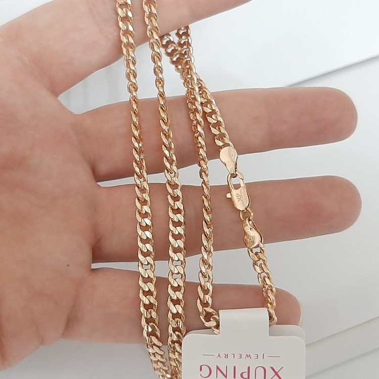 زنجیر ژوپینگ حک خورده کاملا رنگ ثابت با آبکاری طلا و مناسب استفاده مدام ورق بزنید لطفا