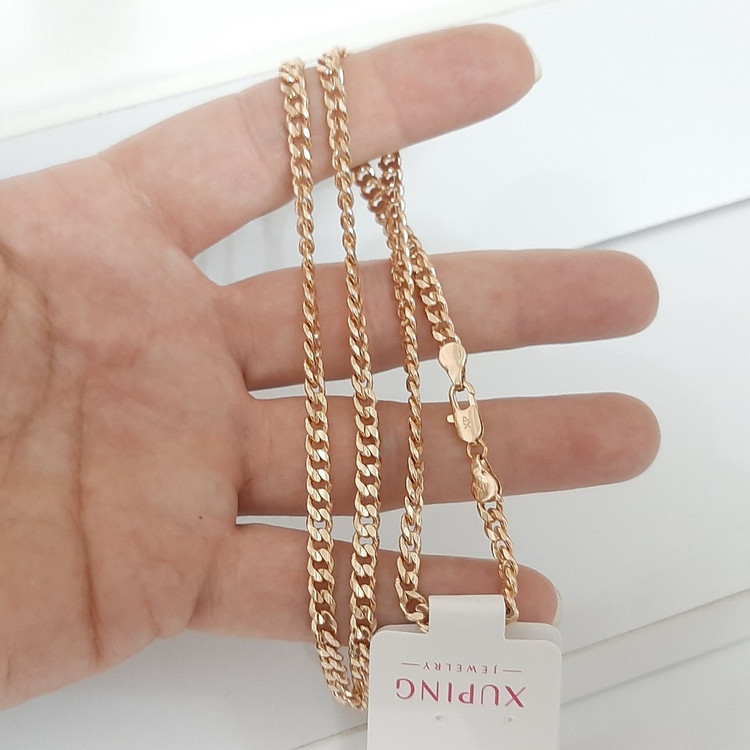 زنجیر ژوپینگ حک خورده کاملا رنگ ثابت با آبکاری طلا و مناسب استفاده مدام ورق بزنید لطفا