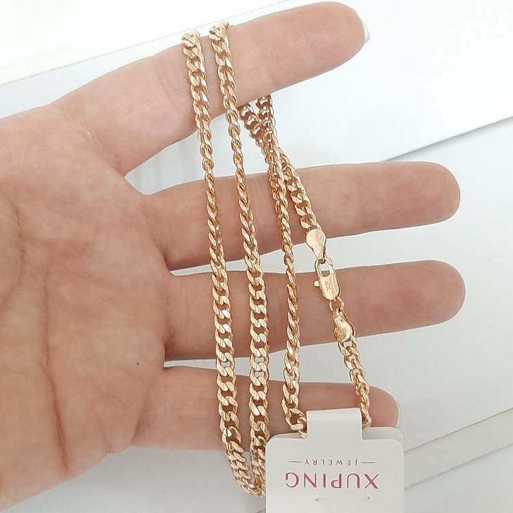 زنجیر ژوپینگ حک خورده کاملا رنگ ثابت با آبکاری طلا و مناسب استفاده مدام ورق بزنید لطفا