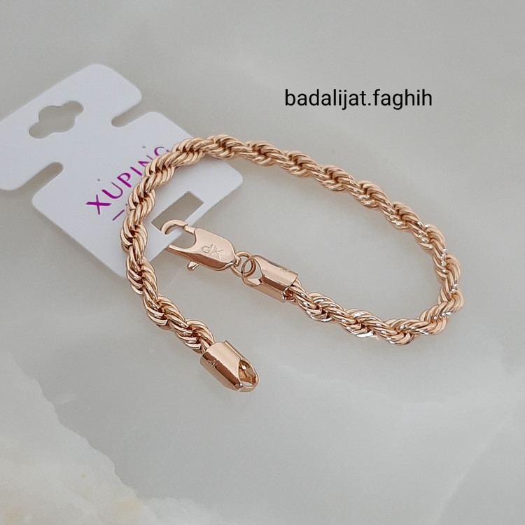 دستبند ژوپینگ طنابی طرح طلا کاملا رنگ ثابت با آبکاری طلا ورق بزنید و جزئیات کار رو بهتر ببینید