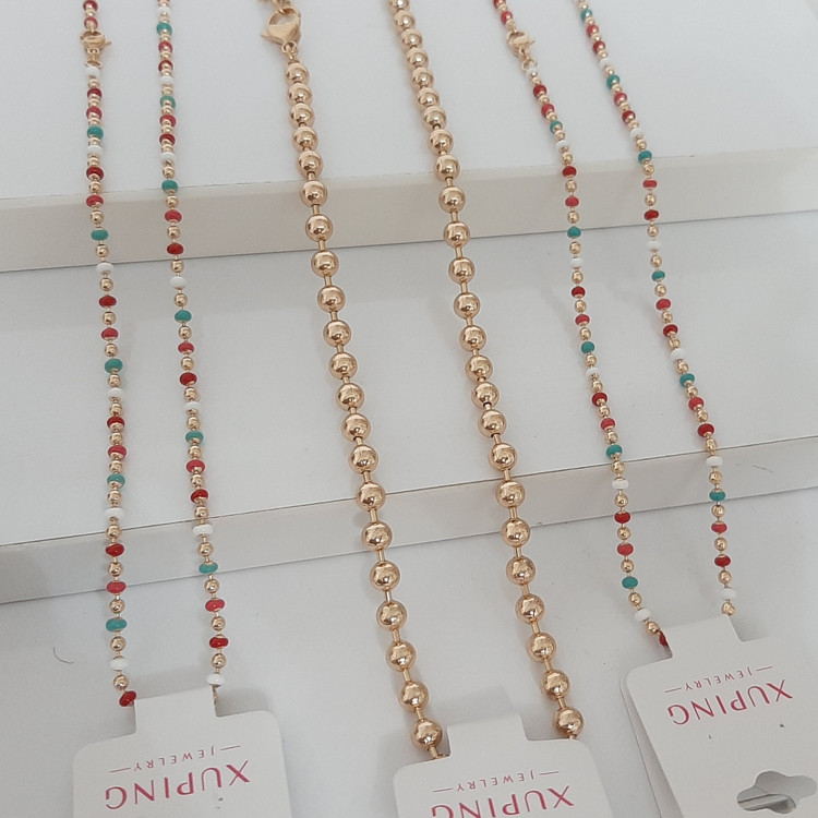 گردنبند ژوپینگ کاملا رنگ ثابت با آبکاری طلا ورق بزنید و توضیحات رو بخونید لطفا