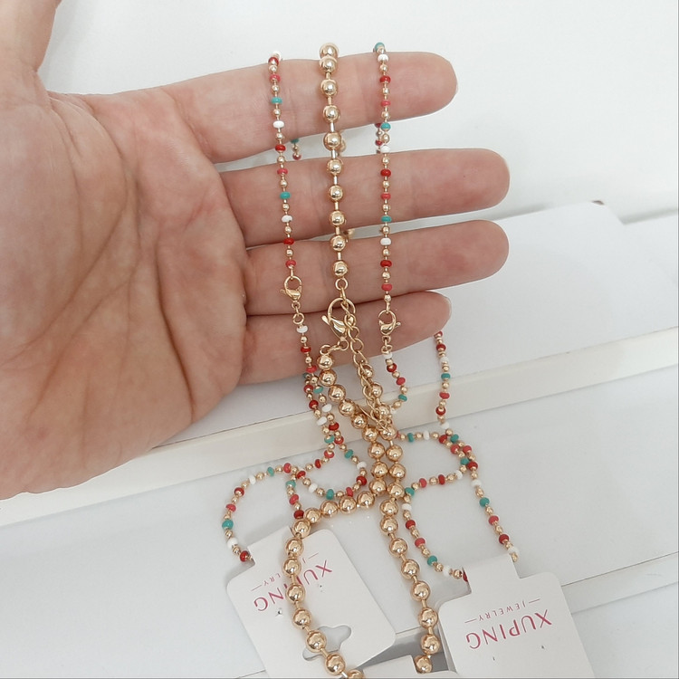 گردنبند ژوپینگ کاملا رنگ ثابت با آبکاری طلا ورق بزنید و توضیحات رو بخونید لطفا