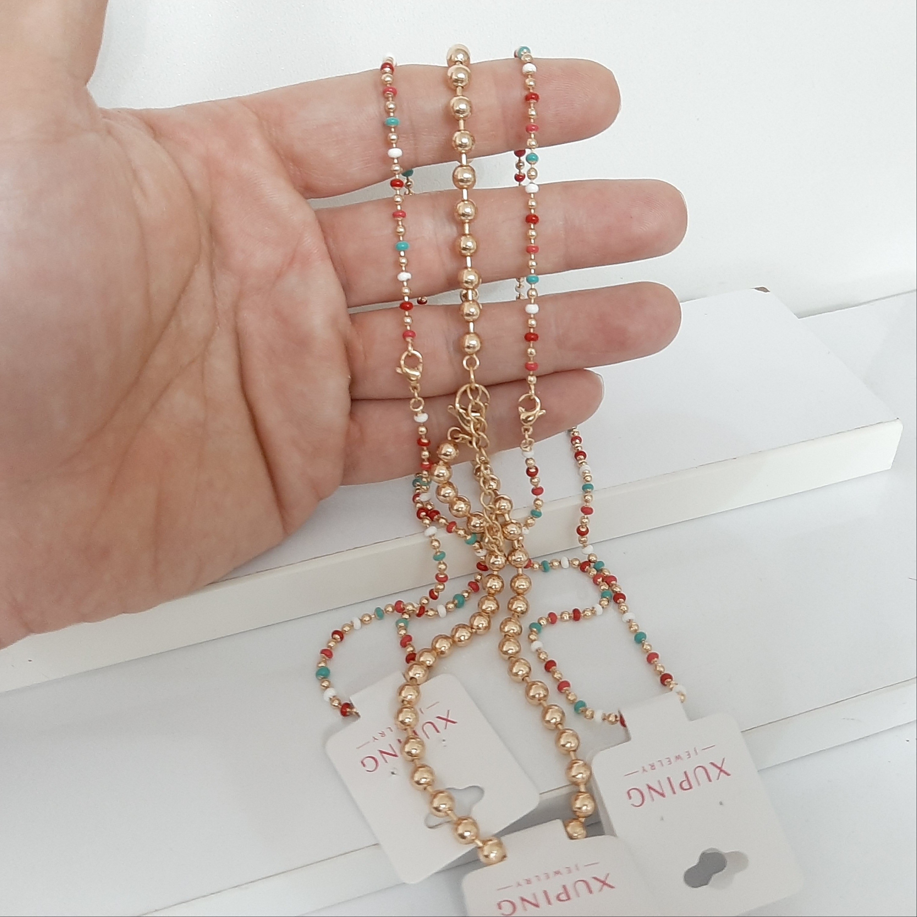 گردنبند ژوپینگ کاملا رنگ ثابت با آبکاری طلا ورق بزنید و توضیحات رو بخونید لطفا