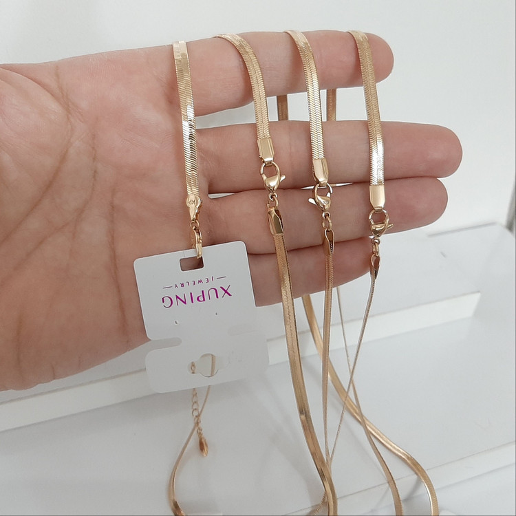 گردنبند ماری ژوپینگ کاملا رنگ ثابت با آبکاری طلا و استفاده مدام ورق بزنید لطفا