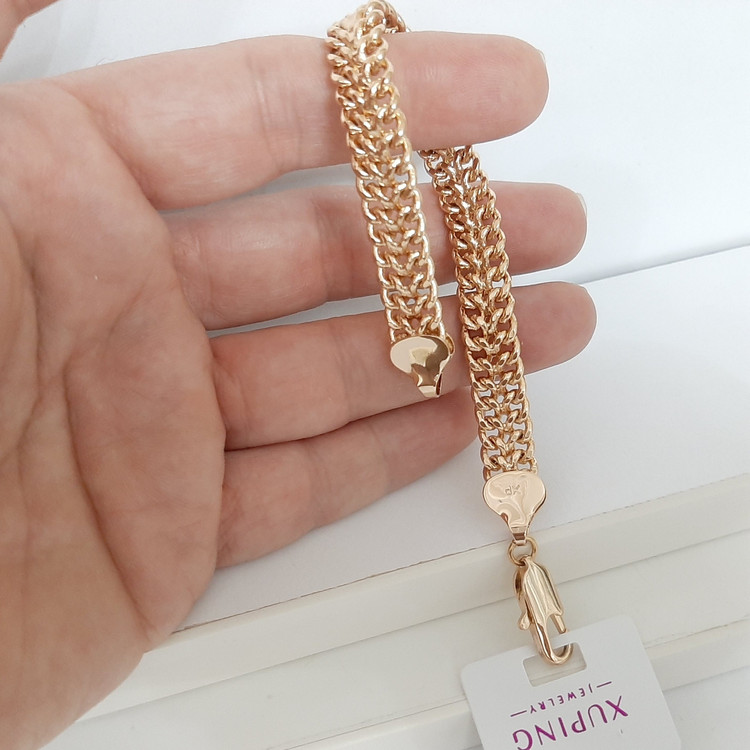 دستبند ژوپینگ طرح طلا حک خورده کاملا رنگ ثابت با آبکاری طلا ورق بزنید لطفا