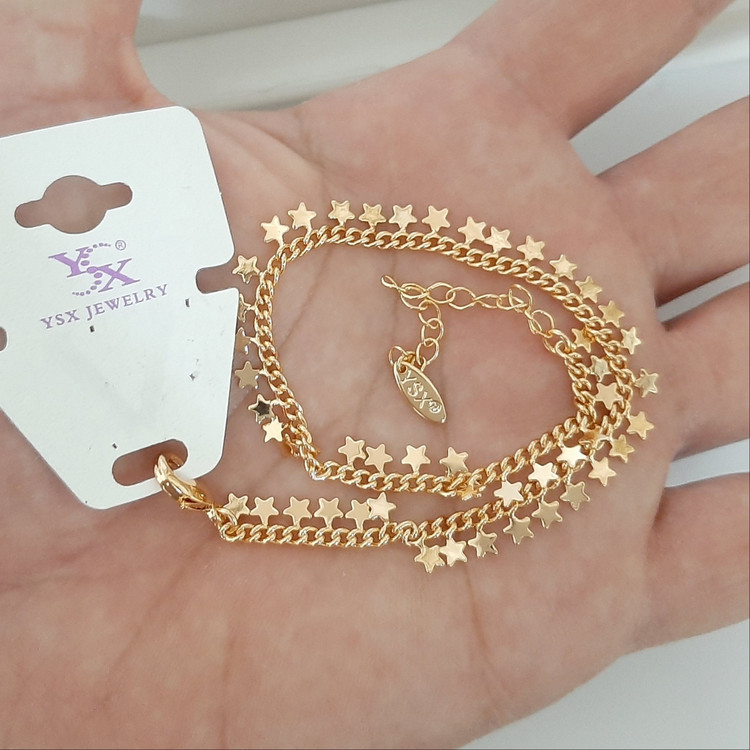 پابند رنگ ثابت طرح ستاره برند YSX با آبکاری طلا و فوق العاده شیک ورق بزنید لطفا