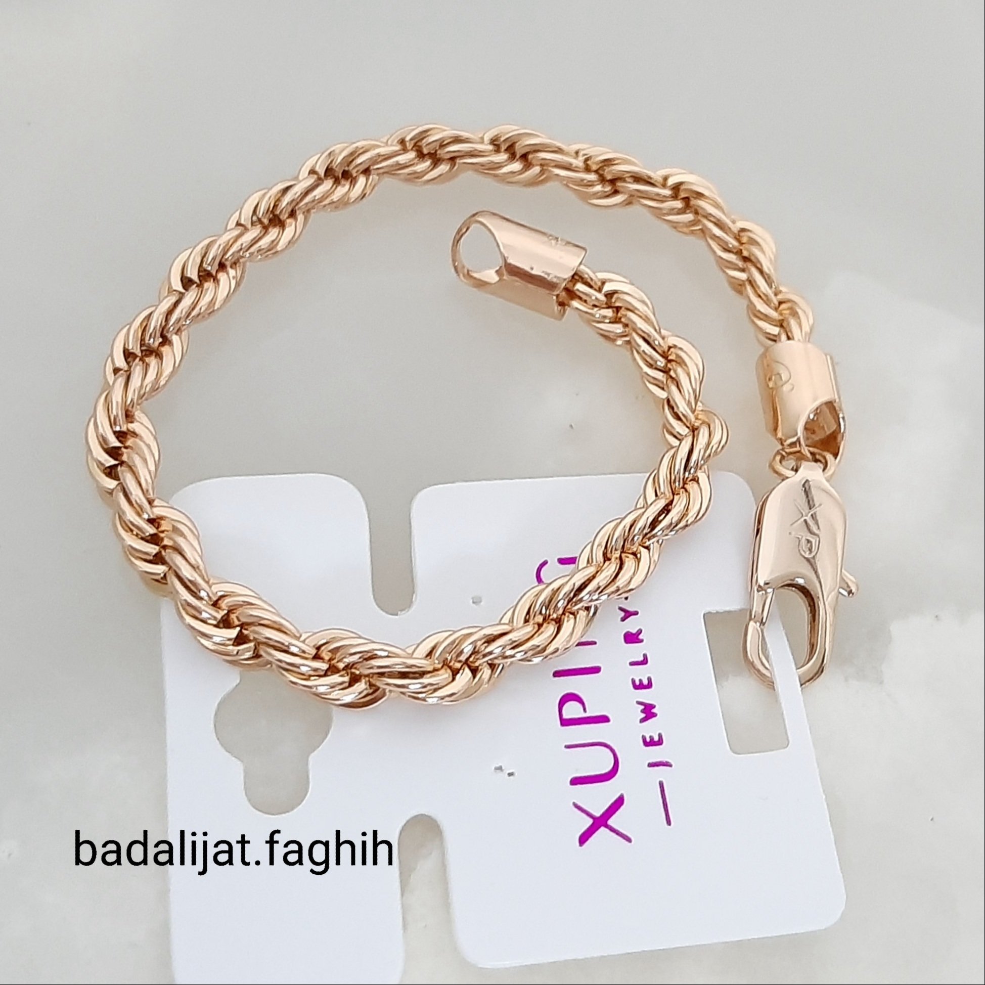 دستبند طنابی ژوپینگ طرح طلا کاملا رنگ ثابت حک خورده و آبکاری طلا شده