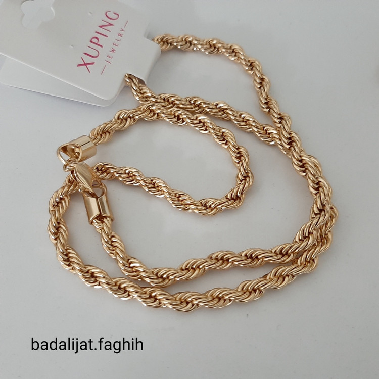 زنجیر طنابی ژوپینگ کاملا رنگ ثابت با آبکاری طلا و مناسب استفاده مدام ورق بزنید و توضیحات رو بخونید لطفا